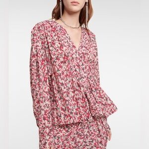 Isabel Marant Étoile Catchell Blouse – Raspberry Print – Size 38 (US 6/8)